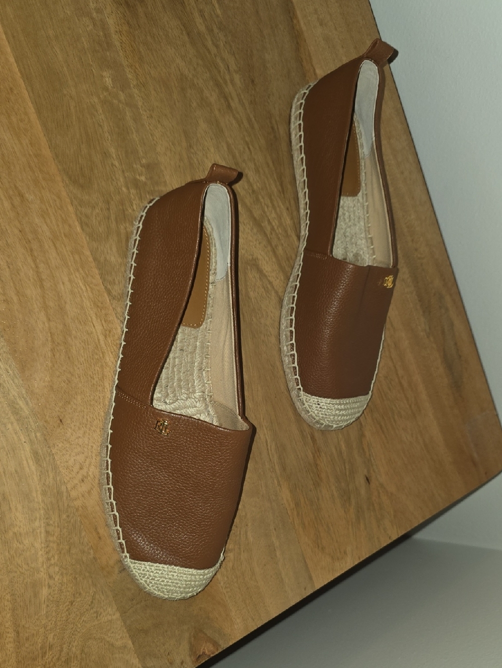 Brown Ralph Lauren Leather Espadrille Flats - Women